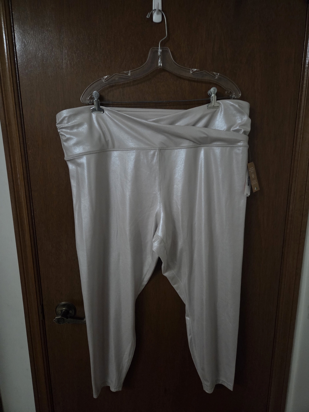 Joe Fresh Metallic Cream Fold-Over Waist Leggings